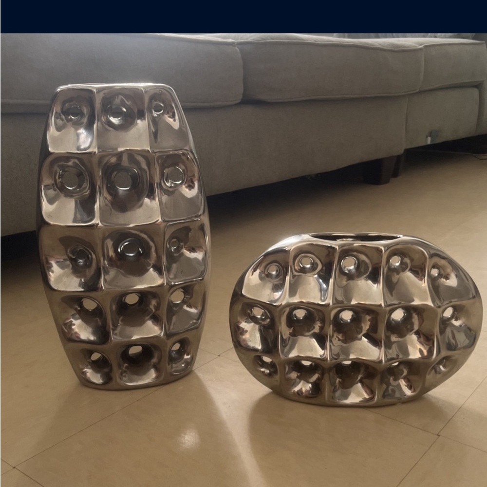 Modern Silver Decorative Vases